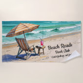 Add Name Text Beach Reads Book Club ビーチタオル (正面)
