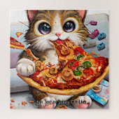 Add Name Text, Funny Cat Big Eyes and Pizza ジグソーパズル (縦)