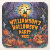 Add Name Yearハローウィンパーティ スクエアペーパーコースター (正面)