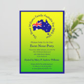 Add Name Year Date Australia Dayパーティーグリーン金ゴールド 招待状 (スタンド正面)