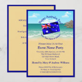 Add Name Year Date Australia Dayパーティービーチ 招待状 (正面/裏面)