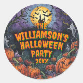 Add Name Year Halloween Party ラウンドシール (正面)
