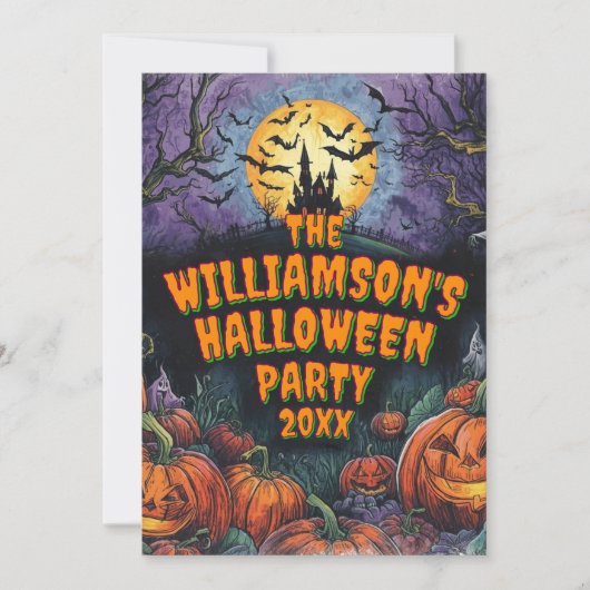 Add Name Year Halloween Party 招待状 (正面)