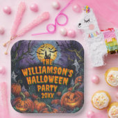 Add Name Year Halloween Party Square ペーパープレート (パーティー)