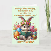 Add Names, Bunny's Busy Reading, with Eggs, Easter カード (正面)
