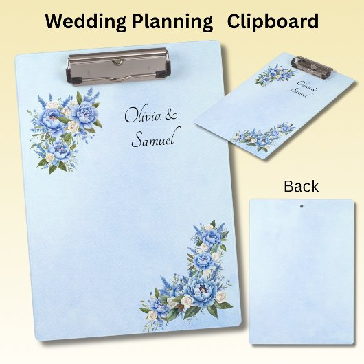 Add Names Etc Blue Peony on Blue Wedding クリップボード