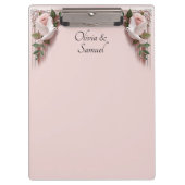 Add Names, Pink Roses & Doves Wedding クリップボード (正面)