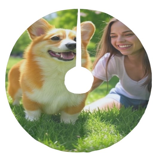 Add Pet Photo Personalize Customize ブラッシュドポリエステルツリースカート (正面)