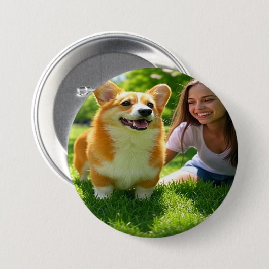 Add Pet Photo Personalize Customize 缶バッジ (正面&裏面)