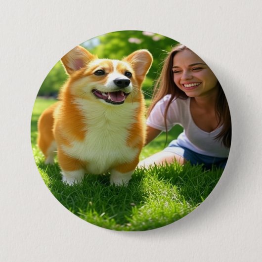 Add Pet Photo Personalize Customize 缶バッジ (正面)