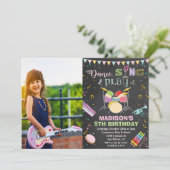 ADD PHOTO – ガールミュージック誕生日チョーク招待状 招待状 (スタンド正面)