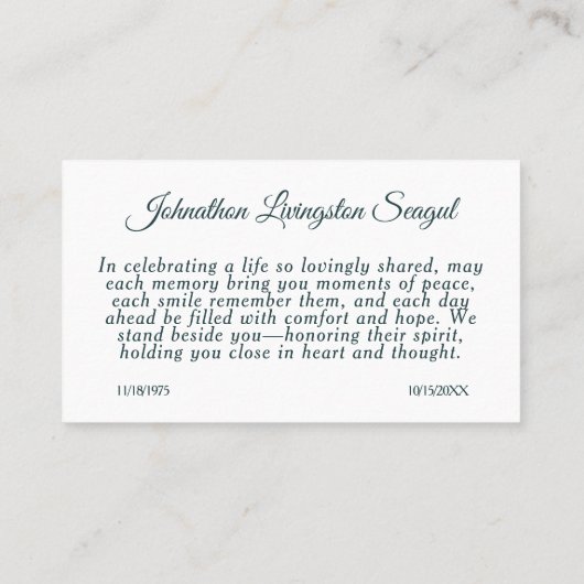 Add Photo Custom Memorial 名刺 (裏面)