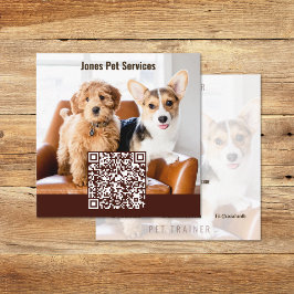 Add Photo Custom Pet QR Code Square Business Cards スクエア名刺