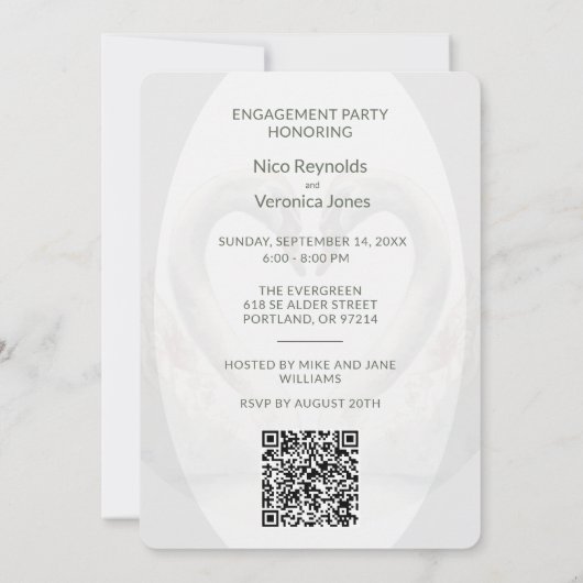 Add Photo Engagement Party QR Code Invitation 招待状 (裏面)