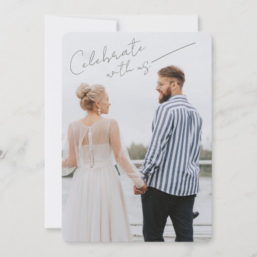 Add Photo Engagement Party QR Code Invitation 招待状 (正面)