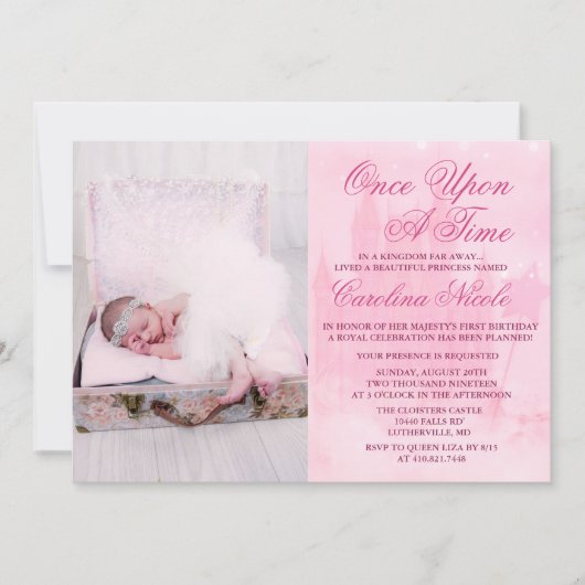 ADD PHOTO - Fairytale城誕生日招待状 招待状 (正面)