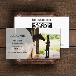 Add Photo Horse Equestrian QR Code Business Cards 名刺