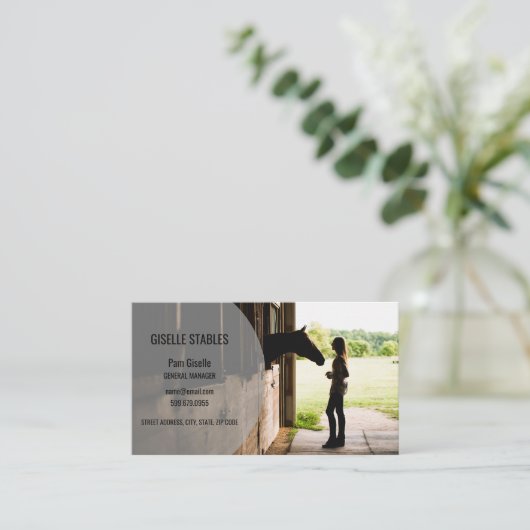 Add Photo Horse Equestrian QR Code Business Cards 名刺 (スタンド正面)