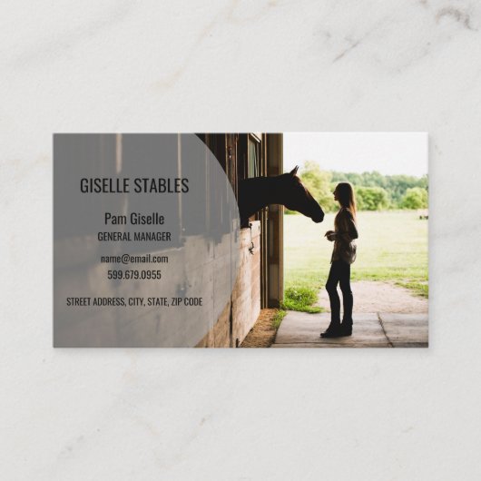 Add Photo Horse Equestrian QR Code Business Cards 名刺 (正面)
