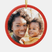Add Photo Modern Classic Red Plaid セラミックオーナメント (正面)