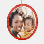 Add Photo Modern Classic Red Plaid セラミックオーナメント (左)