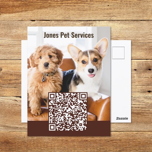 Add Photo Pet QR Code Business Postcard ポストカード