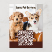 Add Photo Pet QR Code Business Postcard ポストカード (正面)