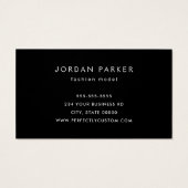Add photo trendy fashion model black business card (裏面)