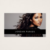 Add photo trendy fashion model black business card (正面)