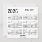 Add Photo Western 2026 Calendar Business Card (裏面)