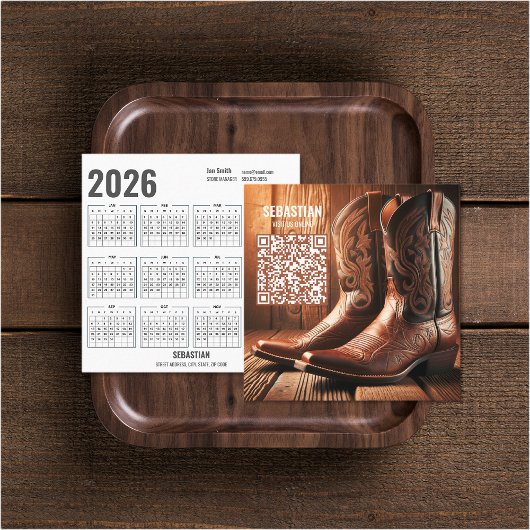 Add Photo Western 2026 Calendar Business Cards スクエア名刺