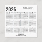 Add Photo Western 2026 Calendar Business Cards スクエア名刺 (裏面)