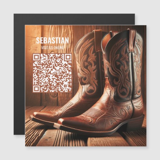 Add Photo Western Magnetic QR Code Business Card (正面/裏面)