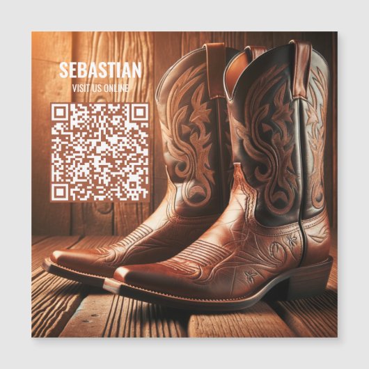 Add Photo Western Magnetic QR Code Business Card (正面)