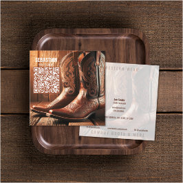 Add Photo Western Wear QR Code Business Cards スクエア名刺
