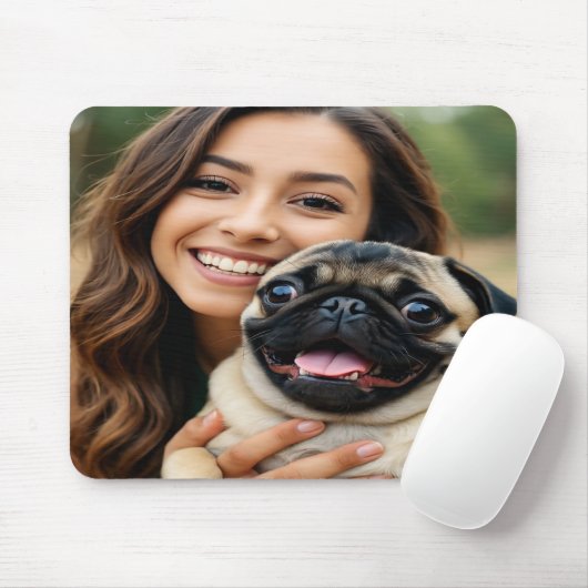 Add Pug Photo Personalize Customize マウスパッド (マウス)