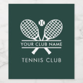 Add Tennis Club Name Green Custom ワインラベル (シングルラベル)