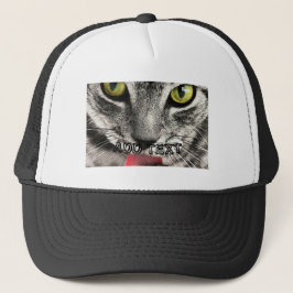 ADD TEXTプリントの怖い猫のルックス キャップ