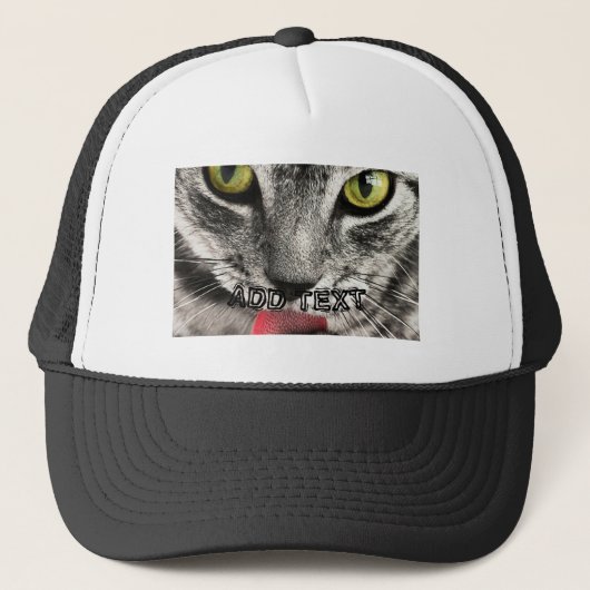 ADD TEXTプリントの怖い猫のルックス キャップ (正面)
