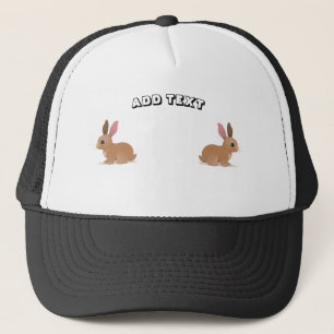ADD TEXTプリントの遊び心のある魅力的なうさぎの画像 キャップ
