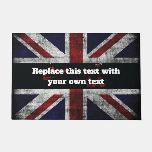 Add text on English flag Throw Pillow ドアマット (正面)