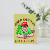 ADD TEXT Red Hat Christmas Holiday Postcard シーズンポストカード (スタンド正面)