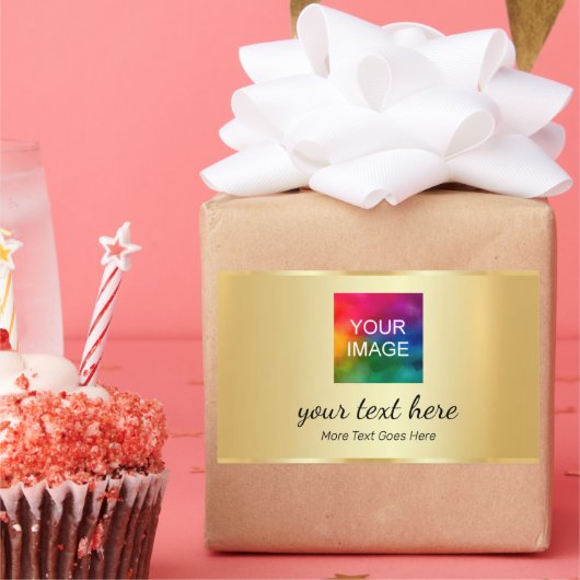 Add Text Upload Your Photo or Business Logo 長方形シール (パーティー)