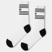 Add TWO Names Black Stripes on White Socks ソックス (左)