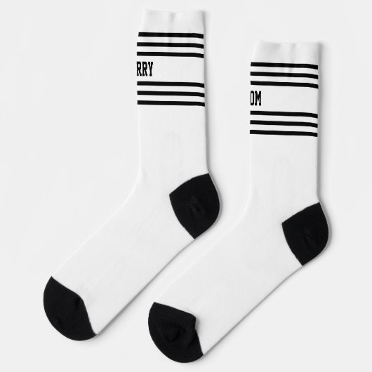 Add TWO Names Black Stripes on White Socks ソックス (左)