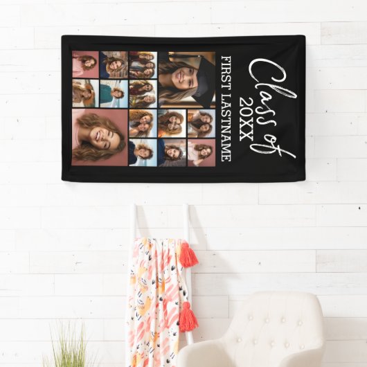 ADD YEARクラス – 卒業ブラック – 14写真 横断幕 (インサイチュ)