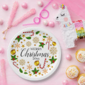 Add Year Mery Crismas 20xx Crismasテーマ9"  ペーパープレート (パーティー)