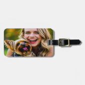 Add Yorkshire Terrier Photo Personalize ラゲッジタグ (正面横)
