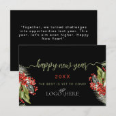 Add you logo business new years cards for employee サンキューカード (正面/裏面)