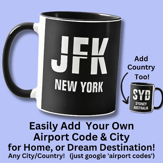 Add Your Code & City, Airport Code JFK NEWYORK マグカップ